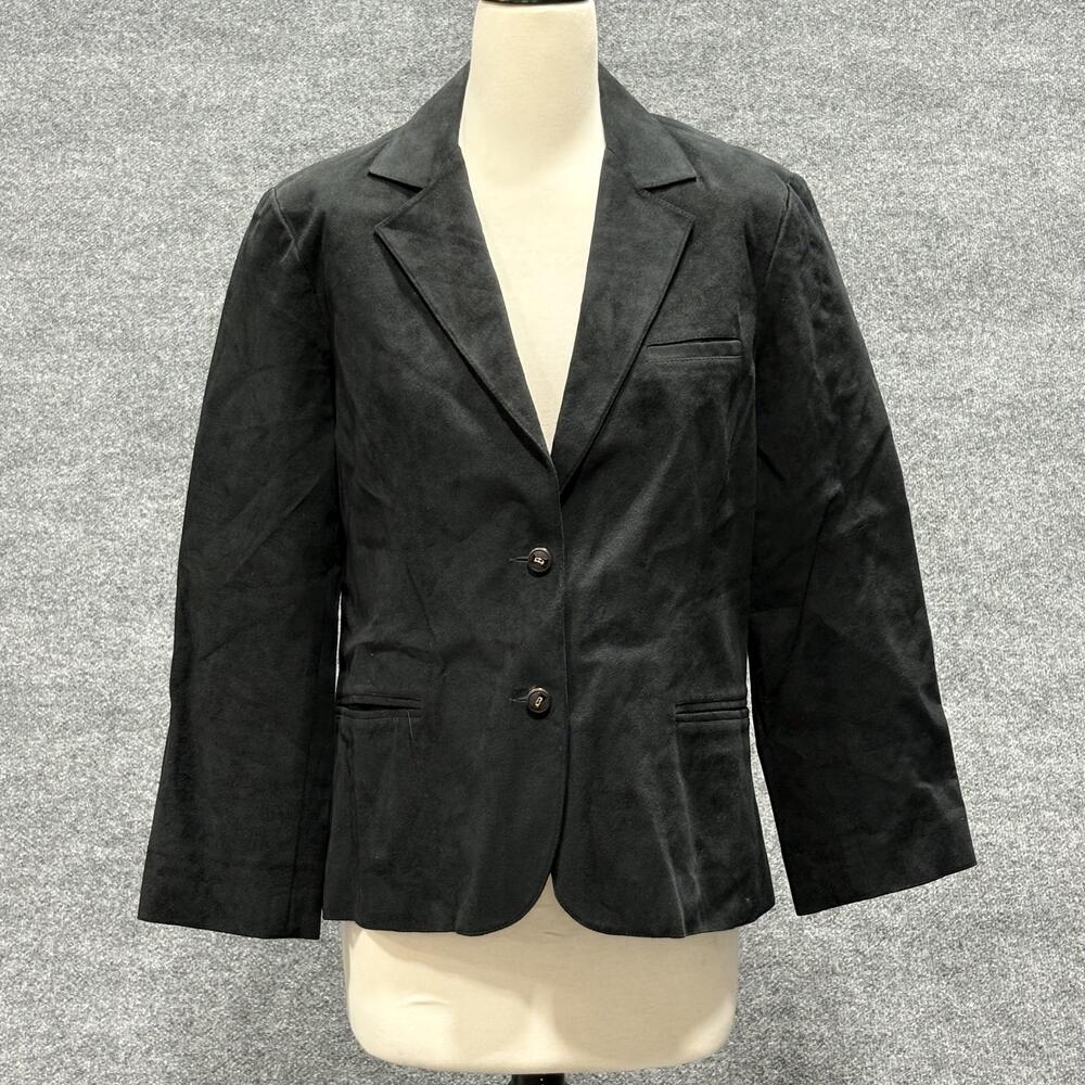 Saks Fifth Avenue Samuel Robert Blazer Womens 18 Black Faux Suede 2 Button